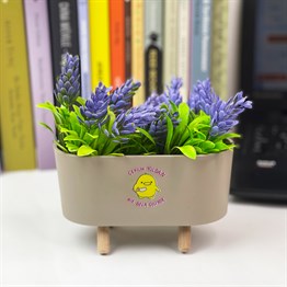 Çekilin Yoldan Bir Bela Geliyor Tasarımlı Ayaklı Saksıda Lavanta Çiçeği