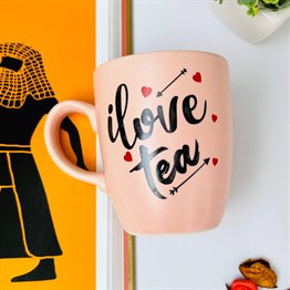 I Love Tea Tasarımlı Pembe Kupa Toptan